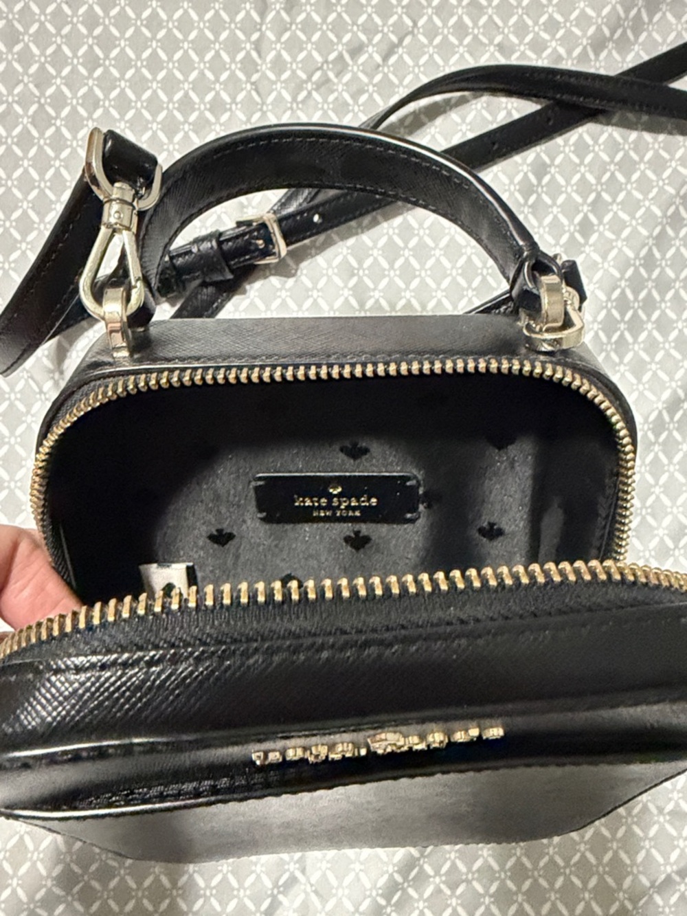 kate spade Black Leather Square Mini Crossbody with Top Handle - Picture 2 of 4